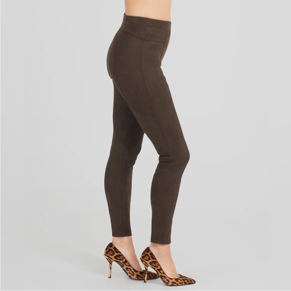 Spanx Chocolate Brown Faux Suede Leggings Size Small - Picture 5 of 13